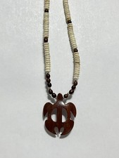 Hawaiian Honu Wooden Turtle Pendant Necklace Island Style Jewelry