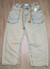 We The Free Moxie Low Slung Pull On Barrel Jeans Free People Size 30 Cowboy Wash