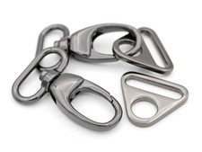 2 Sets Fat Swivel Snap Hook with Triangle Rings Push Gate Lobster Claw Clasp ...