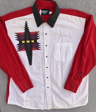 Vintage Brooks Dunn Panhandle Slim Long Sleeve Western Pearl Snap Aztec Shirt