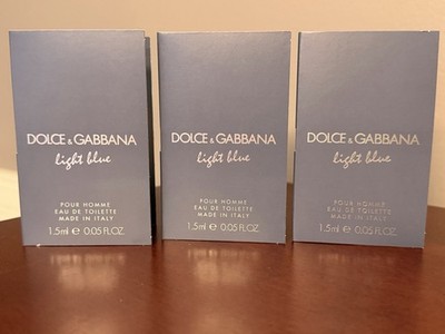3x Dolce & Gabbana Light Blue Pour Homme Eau de Toilette SAMPLE LOT .05 Fl Oz Ea