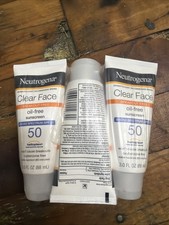 Neutrogena Clear Face Oil-Free Sunscreen SPF 50 Lot of 3 EXP 12/28