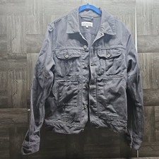 Gustin Made In USA Gray 100% Cotton Trucker Jacket Small