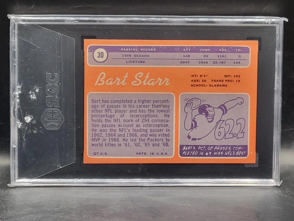 1970 Topps Fútbol #30 Bart Starr Calificado 8 SGC Green Bay Packers Foto 3 de 4