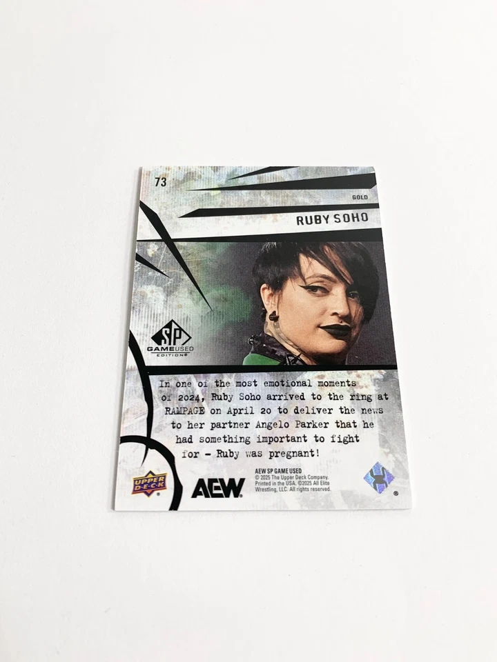 Ruby Soho Gold 63/99 2025 SP Game Used AEW Card # 73 - Image 2 of 2