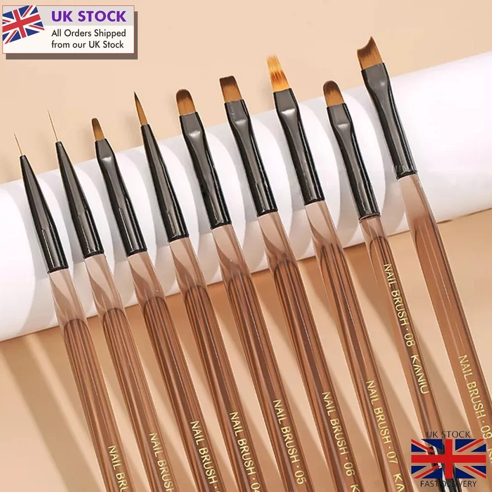 Nail Art Brush Design Set FOR Gel Liners Painting Drawing Flowers Ombre Tool UK