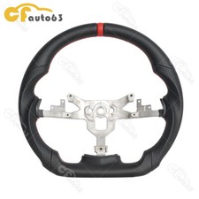 Full Leather Steering Wheel Flat Bottom For 2007-2010 Saturn Sky Red Ring