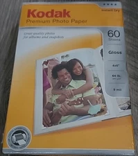 Kodak Premium Photo Paper - Gloss, 4" x 6" Paper,  60 sheets, Sealed Box - C7