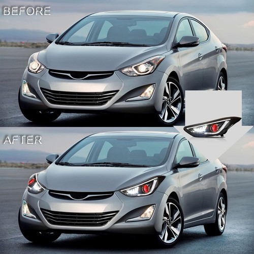 Free Shipping to PR for Elantra 11-16 Sedan 13-14 Coupe LED Headlights DEMON EYE - Picture 4 of 12