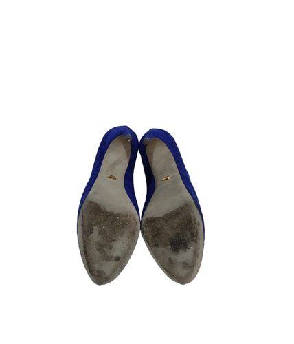 Sergio Rossi Blue Suede Cut-Out Ankle Boots Women's Designer Heels - Picture 6 of 9