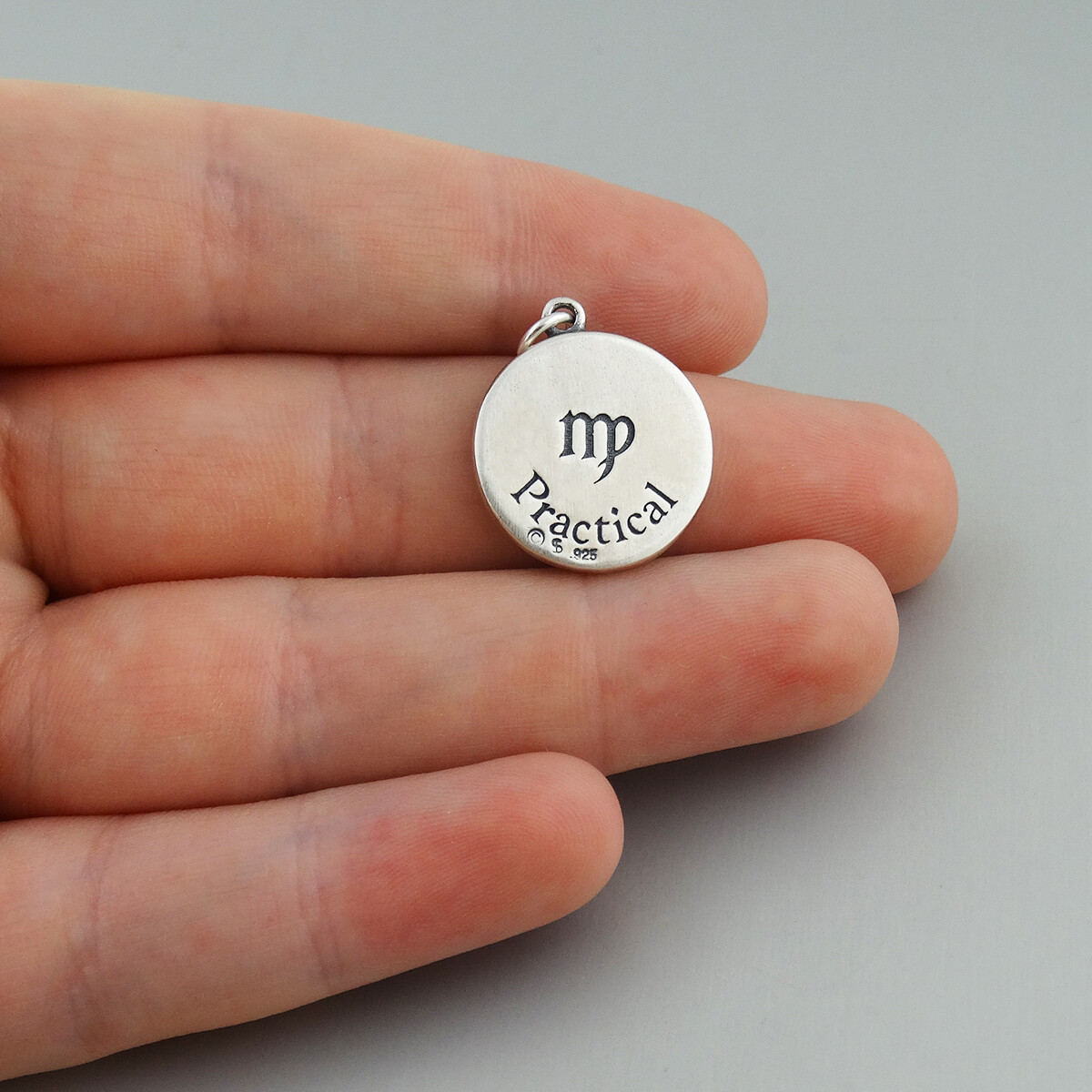Virgo Sign Zodiac Charm w/ Practical Trait - 925 Sterling Silver Stars ...