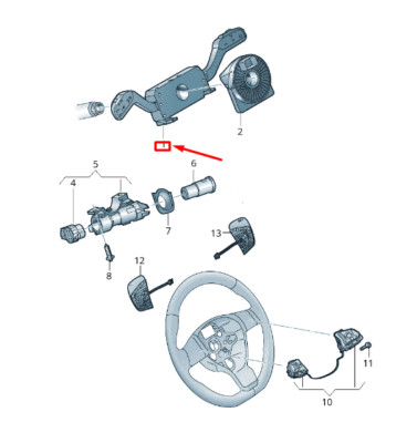 VW Transporter VI T6 Steering Wheel Combination Switch 7E0953507E9B9 New Genuine Part