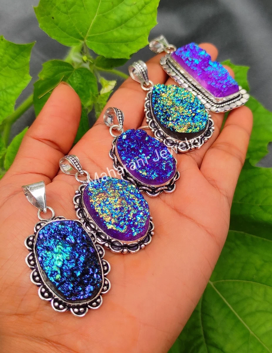 30 PCs.Titanium Druzy Pendants Lot Wholesale pendants 925 Silver
