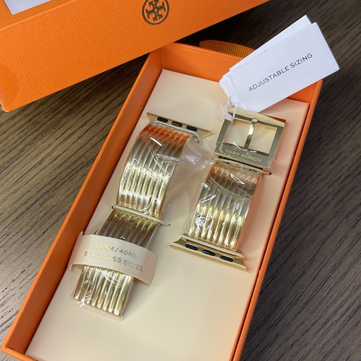 NEW✓ TORY BURCH BUDDY BANGLE GOLD TONE BAND FOR APPLE WATCH