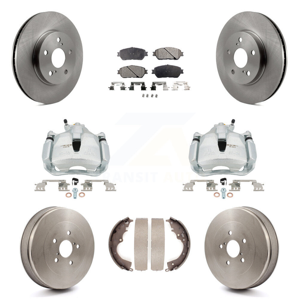 Front & Rear Disc Brake Caliper Rotor Drum Ceramic Pad 8Pc Kit for Toyota Sienna