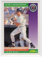 Scott Livingstone 1992 Score Baseball Base Rookie Prospect #414 Detroit Tigers