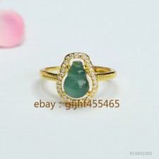 Certificate Natural A grade jadeite Ring Blue Water gourd ring adjustable