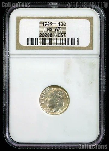 1949 Roosevelt Silver Dime in NGC MS 67