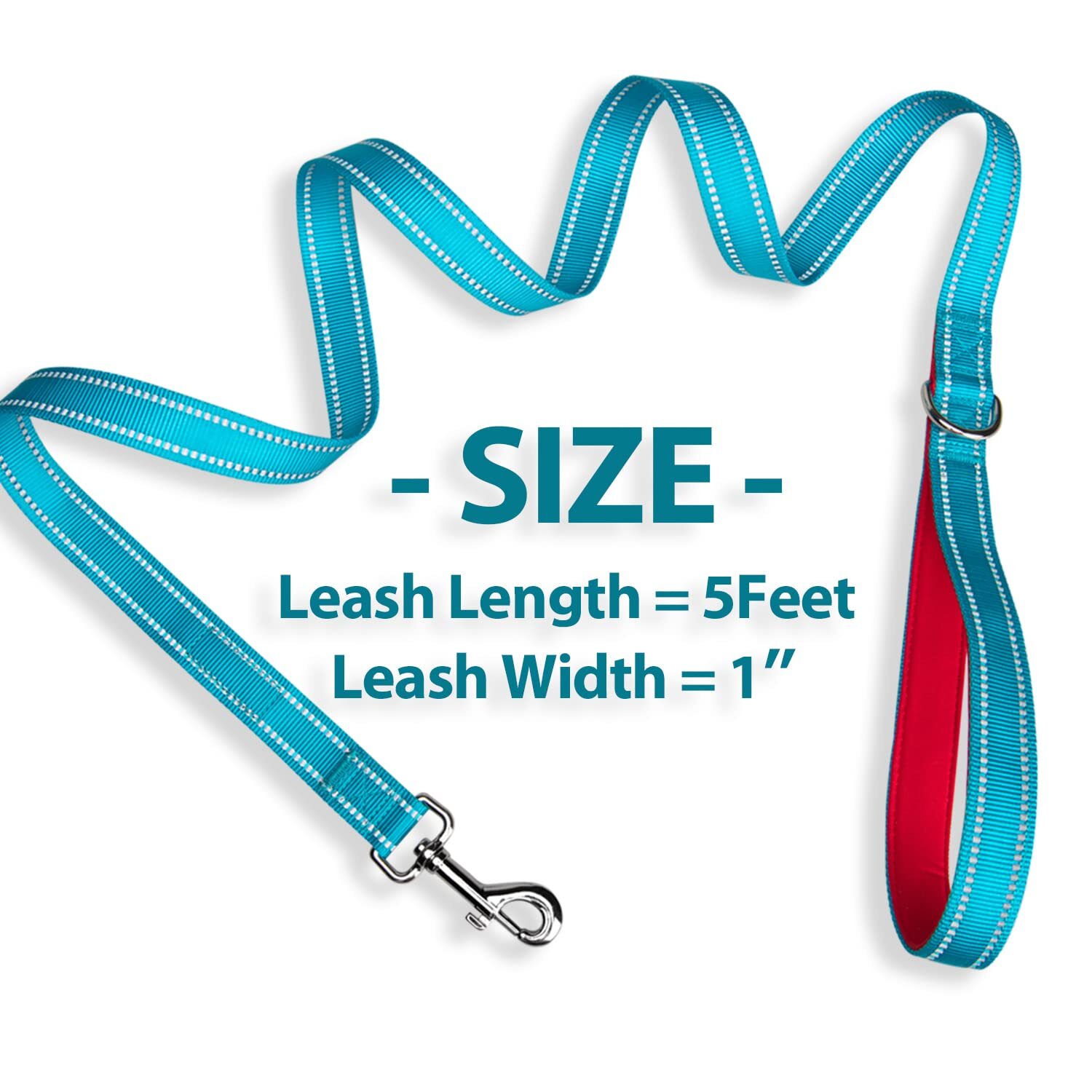 5 Feet Dog Leash with Comfortable Padded Handle Easy Snap Clasp - Reflective ...