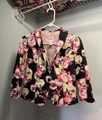 Candie's Abstract Floral Long Sleeve Blazer Size M Career Button Jacket Top
