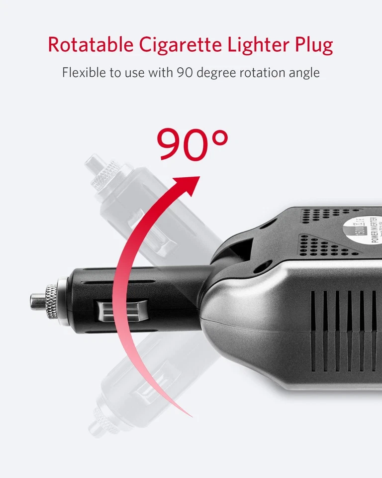 BESTEK 150W Inversor de Potencia 12V a 110V Convertidor de Voltaje Cargador de Coche con 2 USB Foto 4 de 4