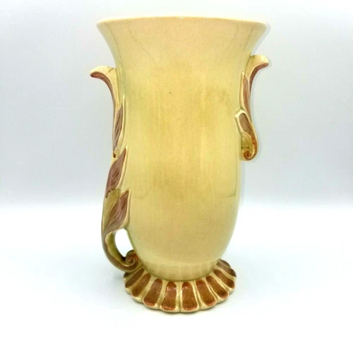 Red Wing Vase Yellow Tan Accents with Green Interior 1103
