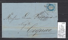 France - Lettre - Paris Etoile 5  ACCIDENTEE - 10/1871 pour Cognac  pothion 3621