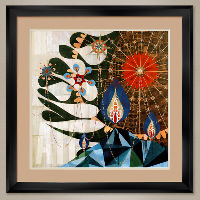 35W''x35H'' PARMOTREMA by REX RAY - PSYCHEDELIC FORMS DOUBLE MATTE, GLASS & FRAME