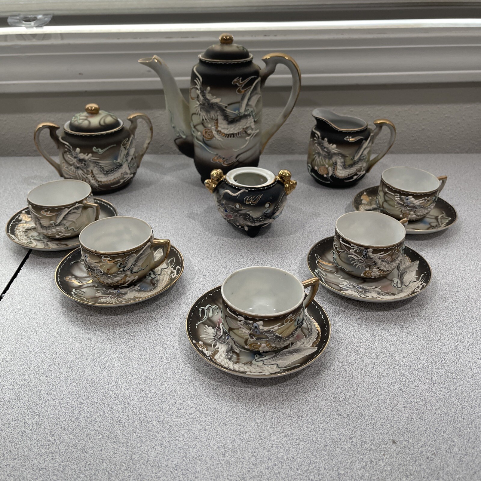 Vintage Hand Painted Wales China Moriage Tea Set Japan Dragons eBay