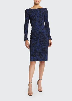 NWT La Petite Robe Chiara Boni Darsey Dress 14U.S./50IT  Blue&Black MSRP$750