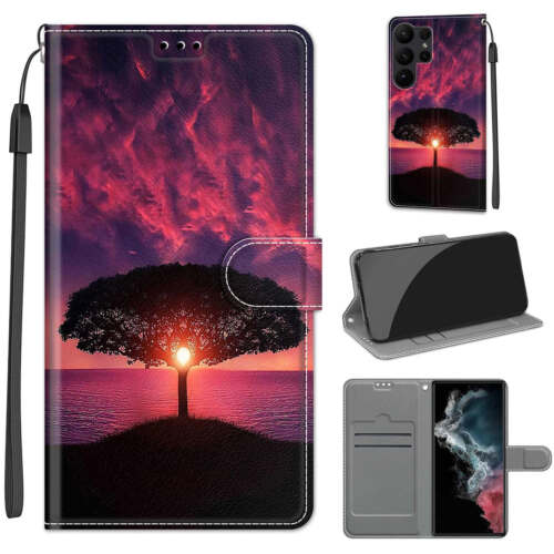 For Samsung S23 Ultra S22 S21 S20 FE S10 Magnetic Leather Pattern Wallet Case - Picture 19 of 32