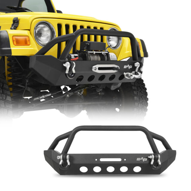 EAG Front Bumper With Winch Plate Black Textured Fit 87-06 Jeep Wrangler TJ  YJ for sale online | eBay