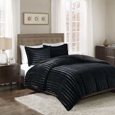 Madison Park Faux Fur Reversible Comforter Set, Down Alternative Filling, Mod...