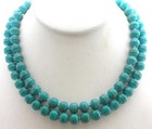 Vintage VOGUE Signed Bird Nest Turquoise Banded Bead Necklace Mutli Strand 22" — photo 8