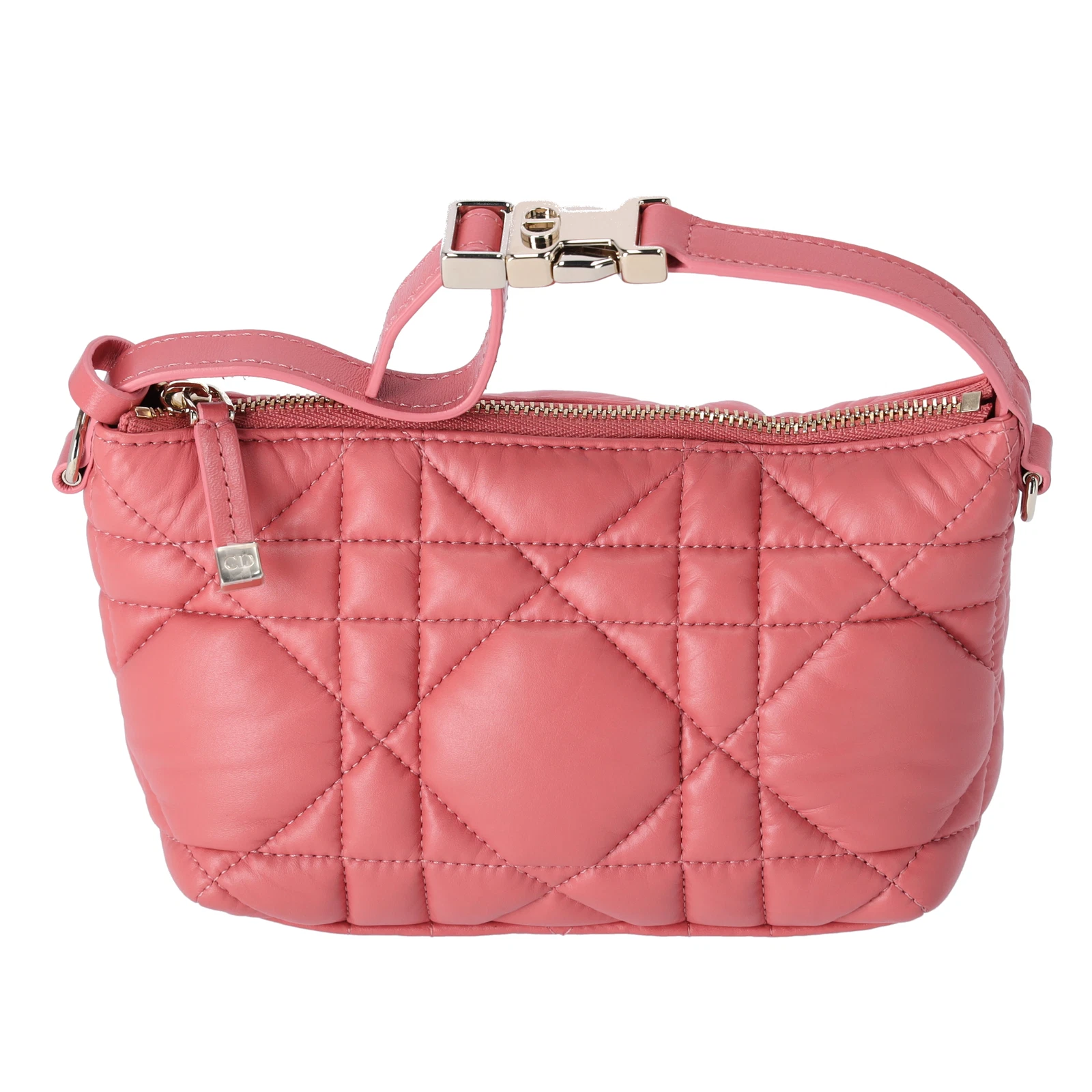 Petit sac à main Christian Dior Nomade pochette cannage couture cuir rose