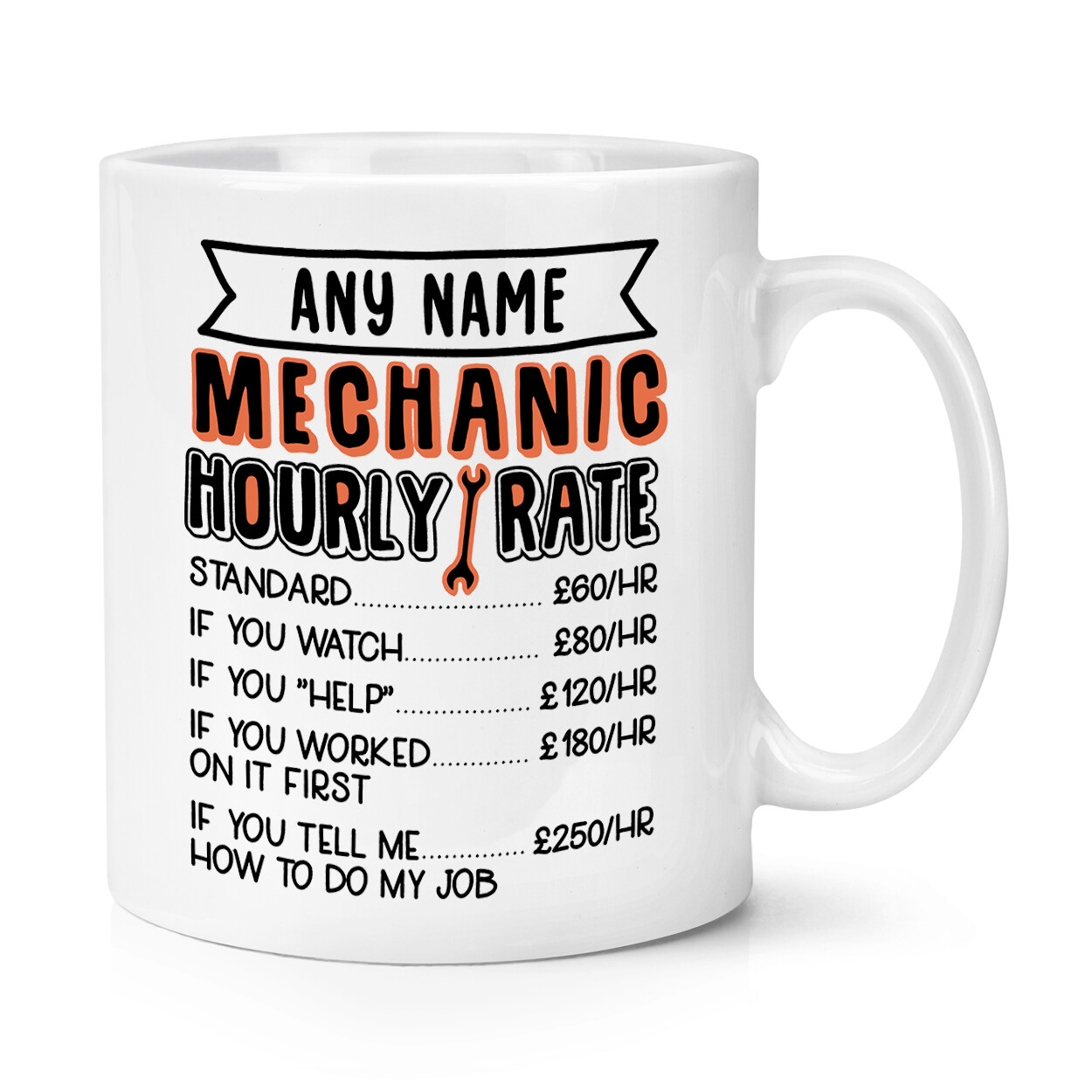 Personalised Mechanic Hourly Rate 10oz Mug Cup Funny Sarcasm Best Birthday