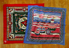 Vintage Bandana Set Of 2 Southwest Motif Cotton/Poly Made In USA RN14193 RN20767