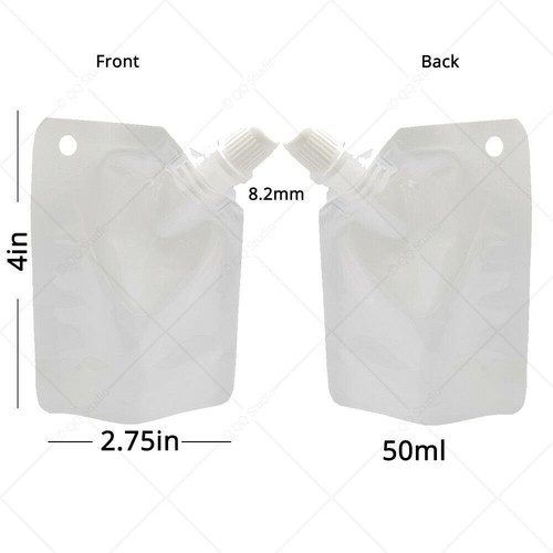 2.75x4in Multi colors Glossy Mylar Standup Spout Pouches w/Hang Hole&Funnel 50ml - Picture 12 of 12