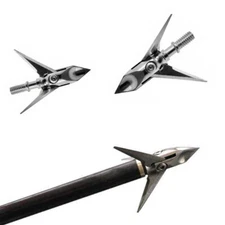 12 Pcs Broadheads 3 Blade 100 grain Archery Arrow Heads Hunting Points Crossbow