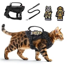Cat Harness and Leashet for Walking Escape Proof Adjustable Reflective S Black