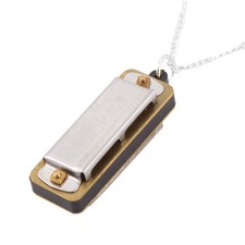 Metal Chain Silver Tone Necklace Design Mini Harmonica