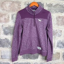 Victoria's Secret Pink Quarter Zip Pullover Sweatshirt Purple Heathered Logo L