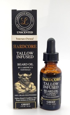 LAMONICA'S NATURALS Tallow-Infused Hardcore Beard Oil for Men   Unscented,... 