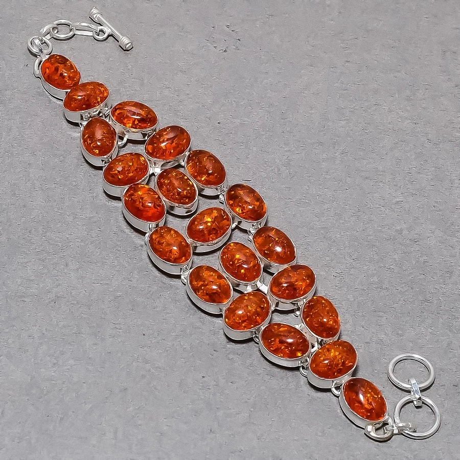 Браслет с регулируемой цепочкой ювелирные изделия 8 дюймов желтая балтийская янтарь овальная форма драгоценные камни - Изображение 2 из 4