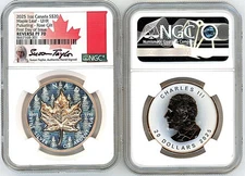 2025 $20 Canada MapleLeaf UHR Pulsating Rose Gilt Rev PF70 NGC FDOI SusanTaylor