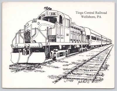 Postcard Pennsylvania Wellsboro Tioga Central Railroad Excursion Train 76T      