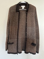 Vintage Escada Margaretha Ley Cardigan Sweater Virgi Wool Brown EU 42 US 12