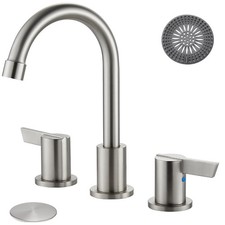 Cinwiny Bathroom Sink Faucet 3 Hole 8 Inch Widespread Brushed Nickel