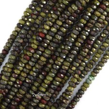 2x4mm natural micro faceted dragon blood jasper rondelle button beads 15.5"