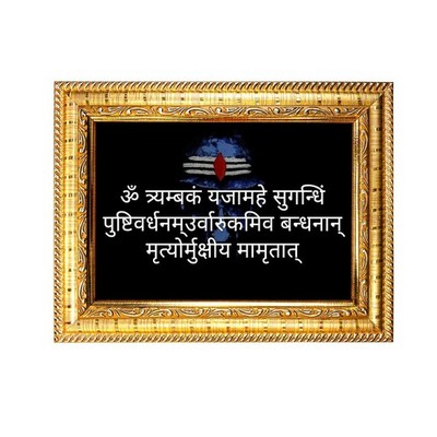 Lord Shiva Maha Mrityunjaya Mantra Wooden Religious Photo Frame for Worship